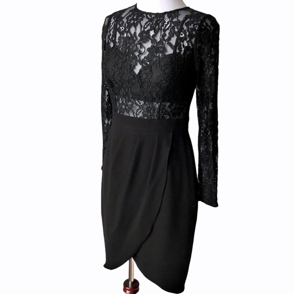 Aidan Mattox Lace Illusion Tulip Dress Cocktail 4 - Picture 14 of 14